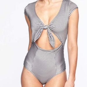NWOT Athleta Aqualux Tie Stripe One Piece Swimsuit